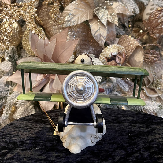 JIM SHORE PEANUTS - CHRISTMAS SNOOPY FLYING ACE PLANE 6010324