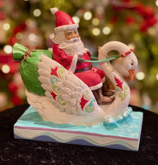 JIM SHORE HWC SANTA RIDING SWAN 6010824