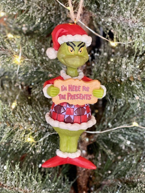 JIM SHORE GRINCH ORNAMENT I'M HERE FOR THE PRESENTS