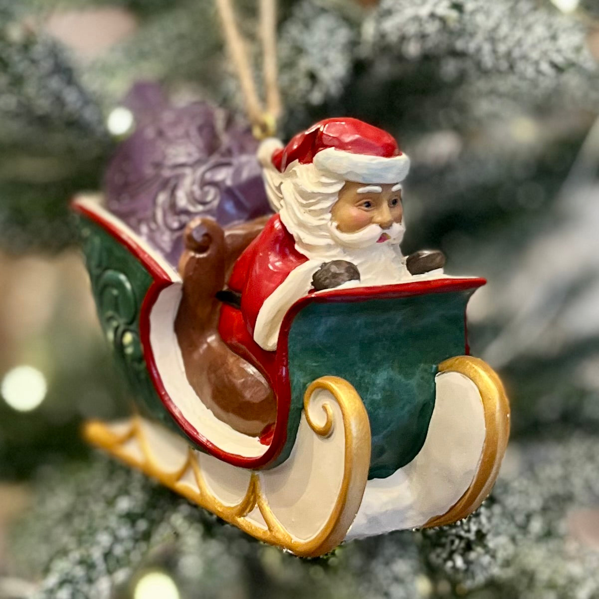 JIM SHORE HWC -NIGHT BEFORE CHRISTMAS SANTA SLEIGH HANGING ORNAMENT 6008308