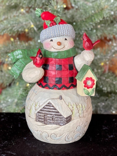 JIM SHORE COUNTRY LIVING SNOWMAN WITH BIRDHOUSE 6011742