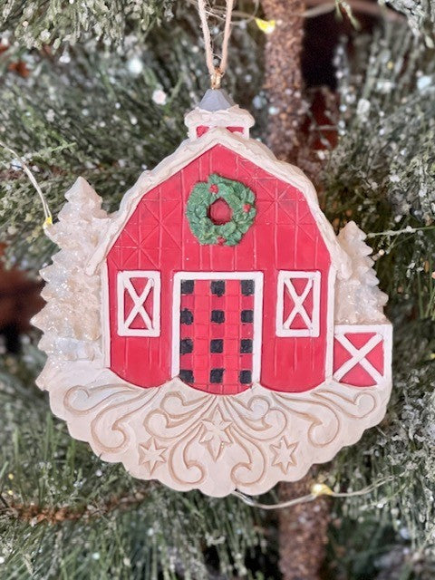 JIM SHORE COUNTRY LIVING RED BARN HANGING ORNAMENT 6011745