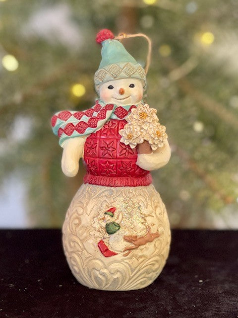 JIM SHORE HEARTWOOD CREEK 11CM WINTER WONDERLAND SNOWMAN SLED SCENE HANGING ORNAMENT 6011691