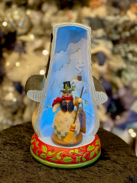 JIM SHORE HWC - SNOWMAN IN HAT LED ROTATOR - WINTER JOY IS ALL AROUND 6011965