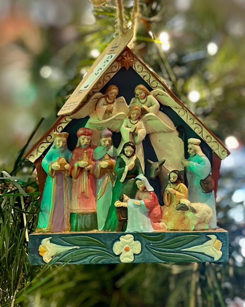 JIM SHORE HEARTWOOD CREEK - NATIVITY STABLE HANGING ORNAMENT 6012026