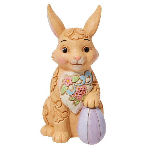 JIM SHORE HEARTWOOD CREEK 9CM BUNNY WITH FLORAL BIB 6012440