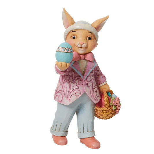 JIM SHORE HEARTWOOD CREEK 9CM BUNNY BOY WITH EGG 6012442