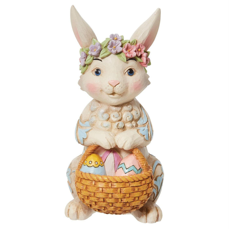 JIM SHORE HEARTWOOD CREEK  12CM BUNNY GIRL WITH BASKET OF EGGS 6012443