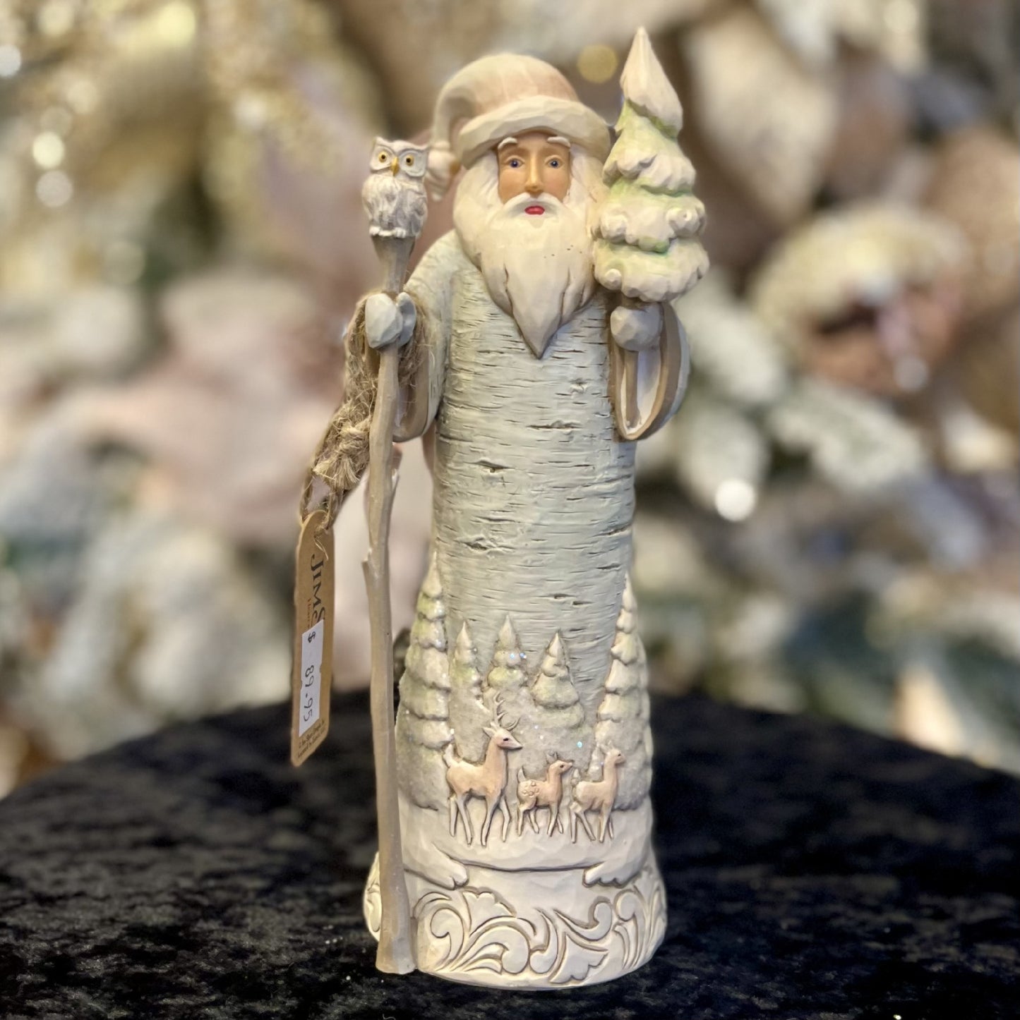 JIM SHORE HWC - WHITE WOODLAND BIRCH BARK SANTA WITH TREE 6012677