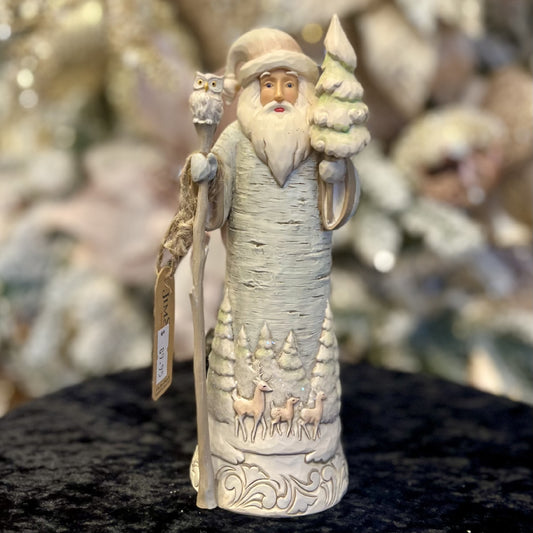 JIM SHORE HWC - WHITE WOODLAND BIRCH BARK SANTA WITH TREE 6012677