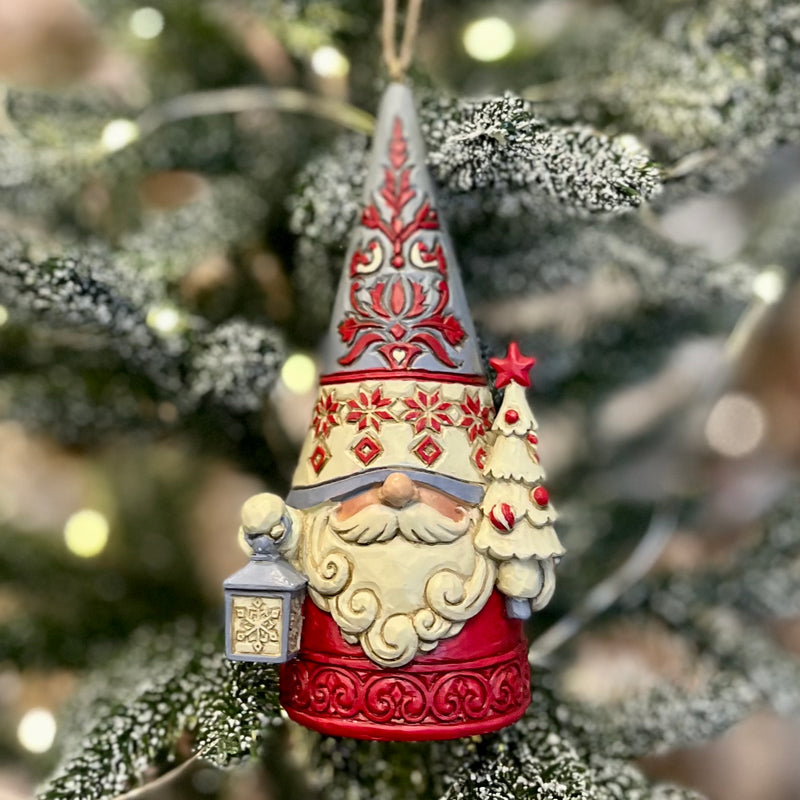 JIM SHORE HWC - NORDIC GNOME WITH TREE HANGING ORNAMENT 6012894