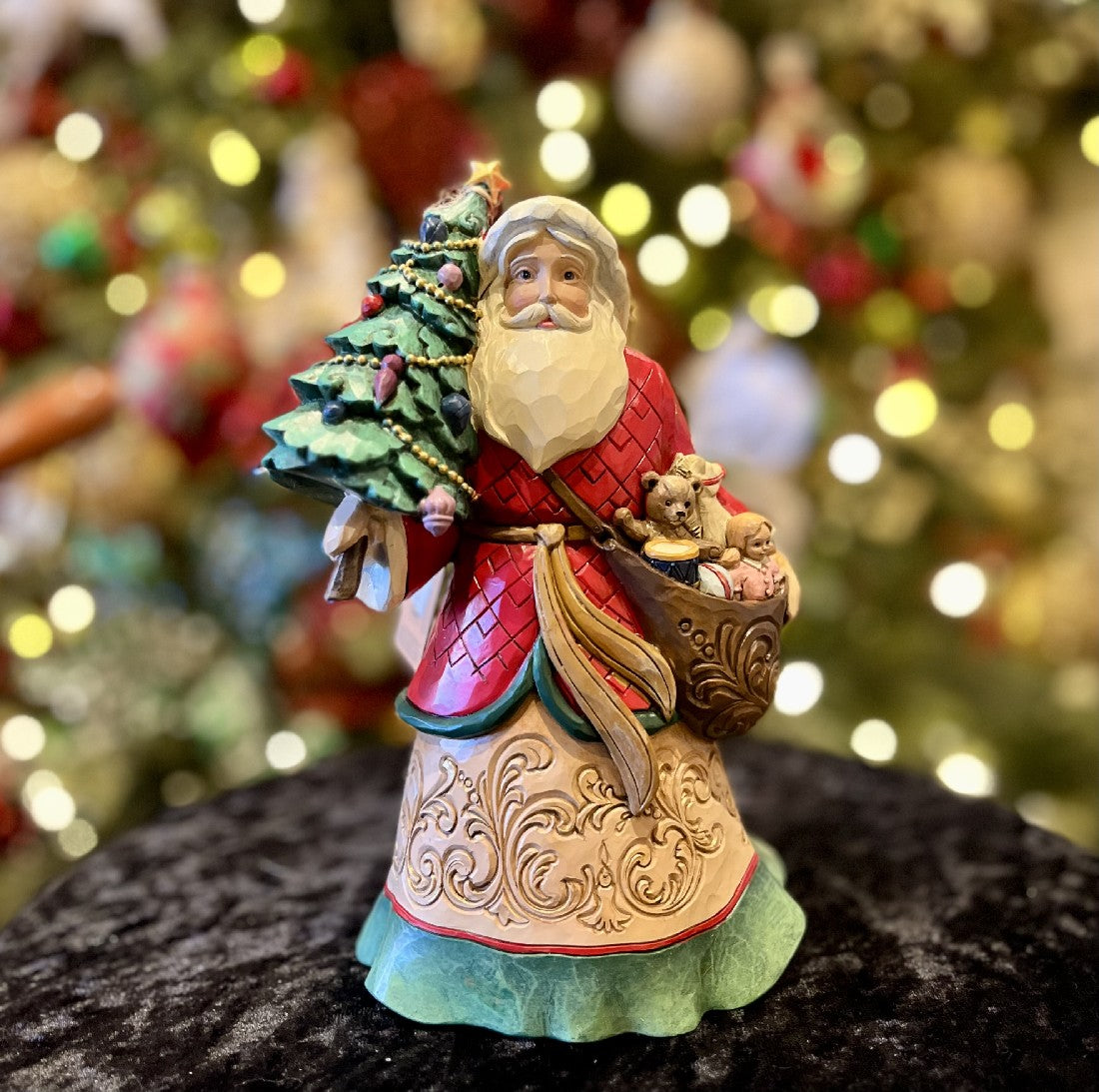 JIM SHORE HWC - 20CM SANTA WITH TOY BAG 6012904