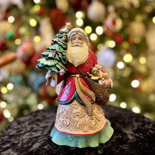 JIM SHORE HWC - 20CM SANTA WITH TOY BAG 6012904