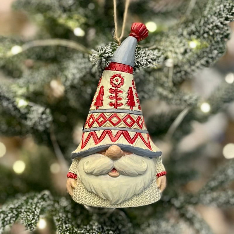 JIM SHORE HWC - GNOME WITH WHITE SWEATER HANGING ORNAMENT 6013252