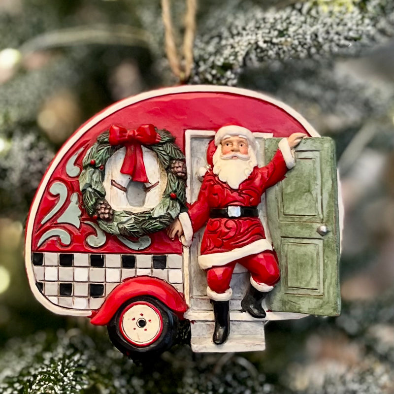 JIM SHORE - HWC HIGHLAND GLEN SANTA CAMPER HANGING ORNAMENT 6012873