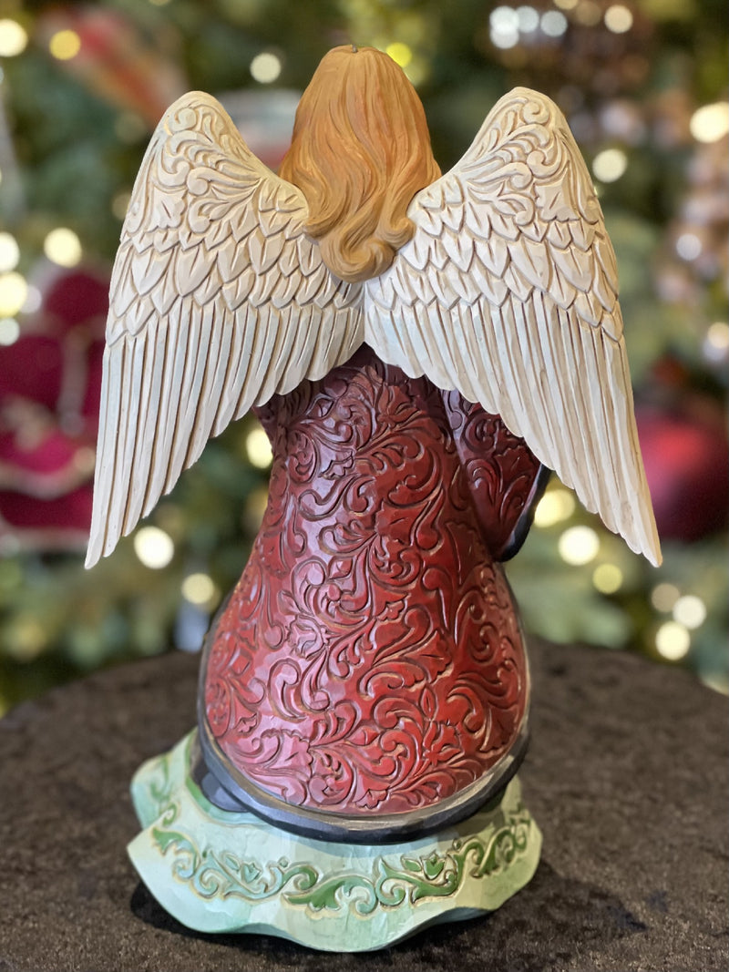 JIM SHORE - HWC HOLIDAY MANOR 24CM ANGEL WITH WREATH 6012886