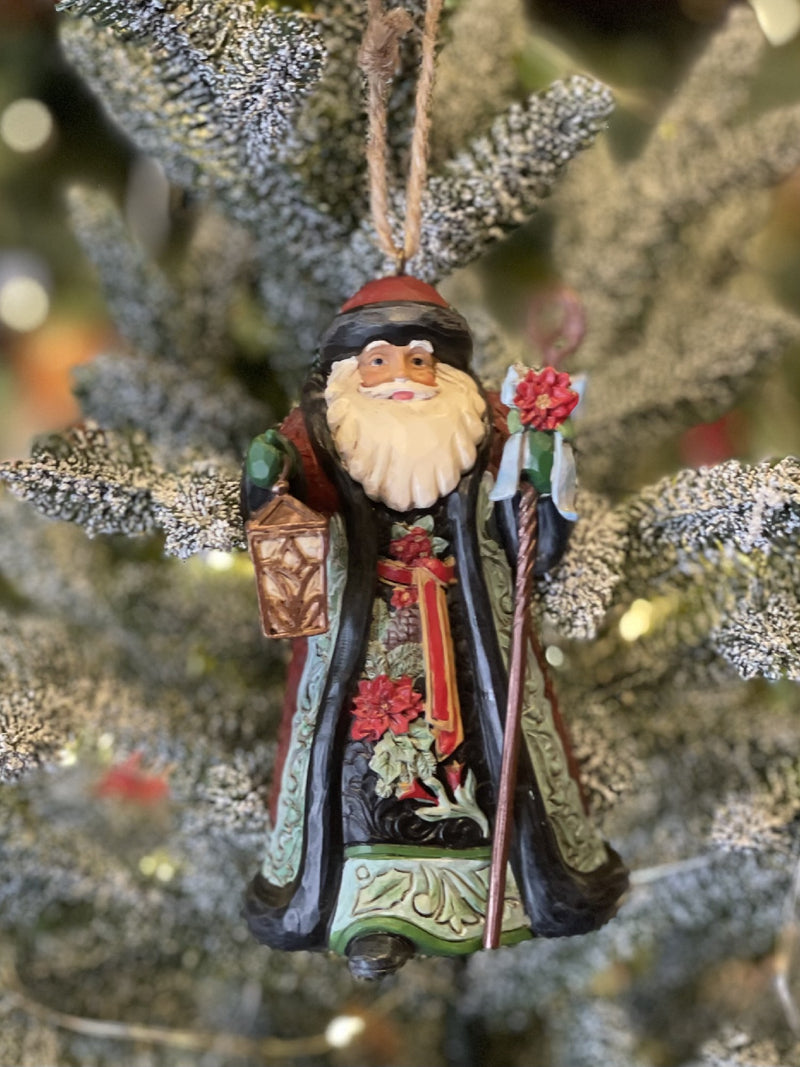 JIM SHORE - HWC HOLIDAY MANOR SANTA WITH STAFF HANGING ORNAMENT 6012887