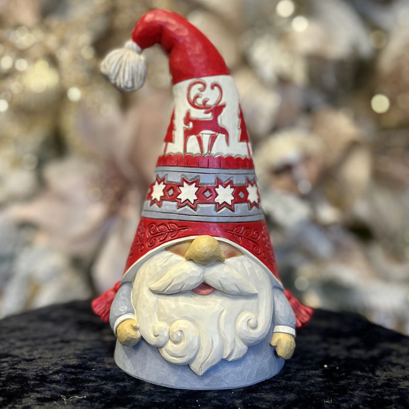 JIM SHORE HWC - GNOME WITH RED REINDEER FLAP HAT 6002893