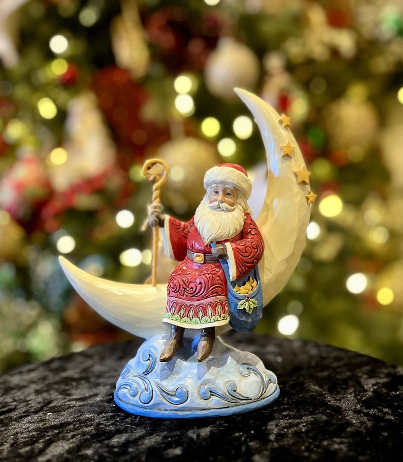 JIM SHORE HWC - 20CM SANTA ON MOON 6012900