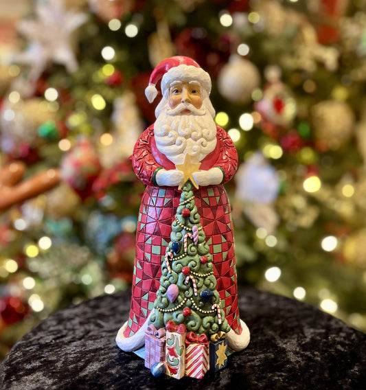 JIM SHORE HWC - 25CM SANTA WITH TREE SKIRT 6012946