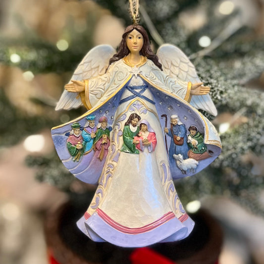 JIM SHORE HWC - ANGEL WITH OPEN COAT NATIVITY HANGING ORNAMENT 6012980