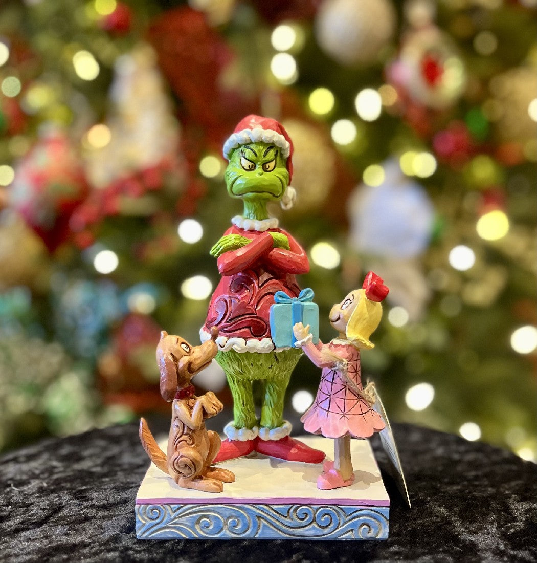 JIM SHORE MAX & CINDY GIVING GIFT TO GRINCH 6012698