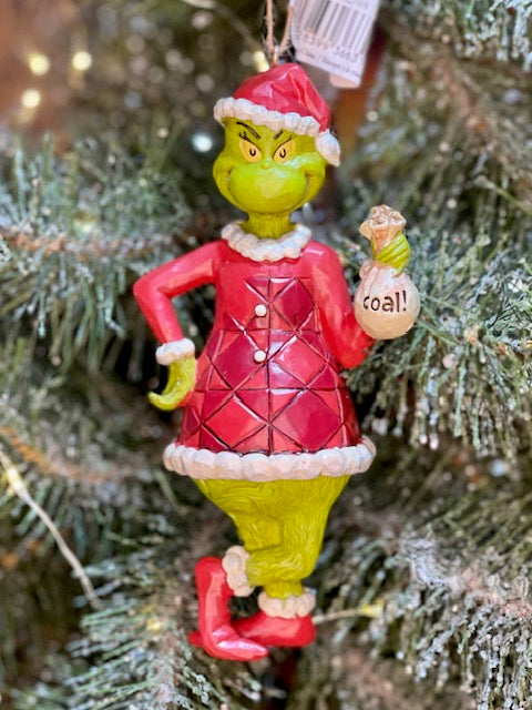 JIM SHORE GRINCH WITH COAL HANGING ORNAMENT 6012708