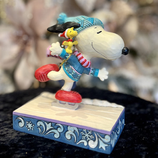 JIM SHORE - PEANUTS 15CM SNOOPY & WOODSTOCK SKATING 6013050
