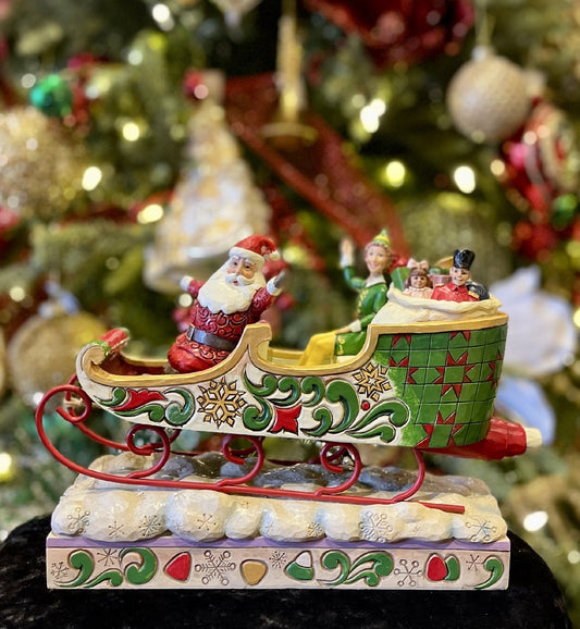 ELF BY JIM SHORE - BUDDY ELF & SANTA IN SLEIGH 6013938