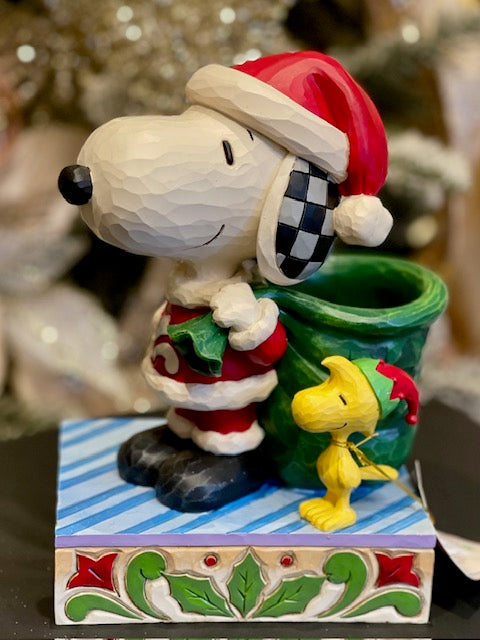 JIM SHORE PEANUTS - SANTA SNOOPY & WOODSTOCK ELF 6015030