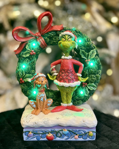 JIM SHORE GRINCH & MAX IN LED WREATH 6015210