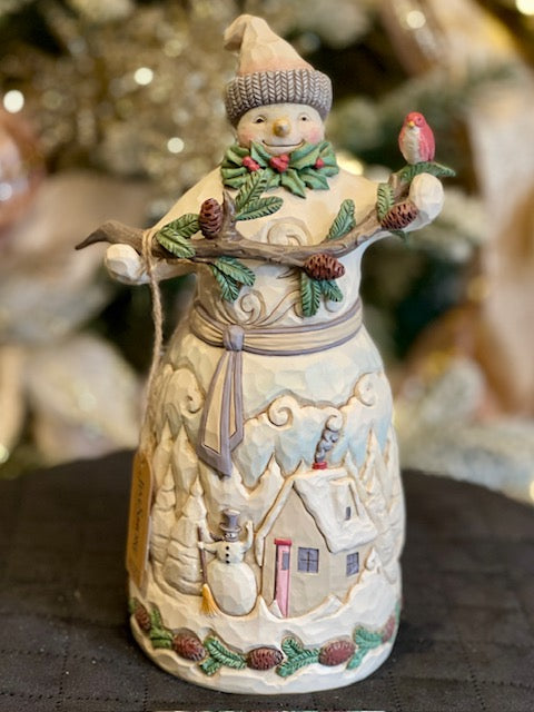 JIM SHORE HWC - WHITE WOODLAND SNOWMAN - WINTER IN THE WOODLANDS 6015151