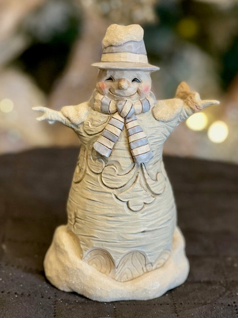 JIM SHORE HWC WHITE WOODLAND SNOWMAN - FOREST FLURRIES 6015155