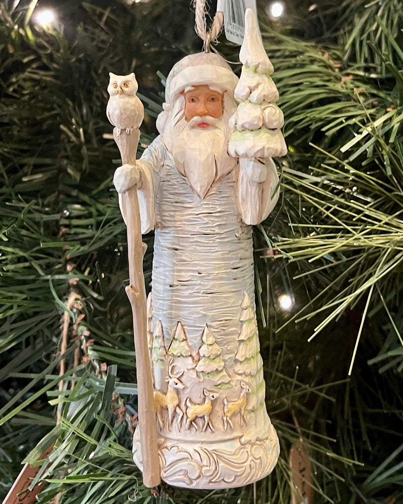 JIM SHORE HWC - SANTA BIRCH BARK HANGING ORNAMENT 6015164