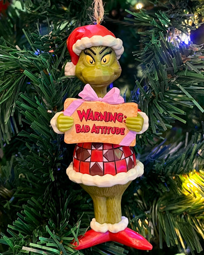 JIM SHORE HEARTWOODE CREEK - GRINCH BAD ATTITUDE HANGING ORNAMENT 6015229