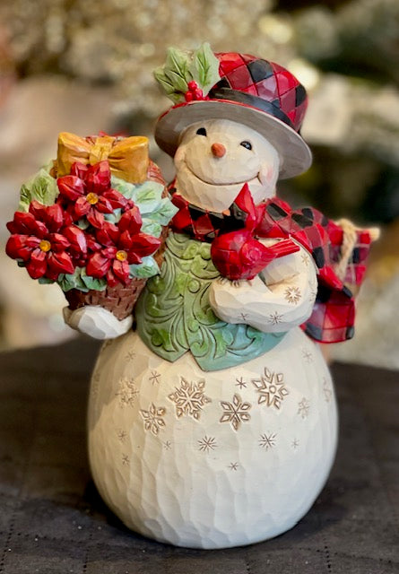 JIM SHORE HWC - HIGHLAND GLEN SNOWMAN - HOLIDAY BLOOMS 6015442