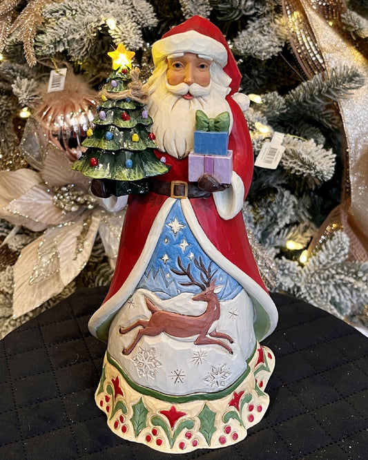 JIM SHORE HWC - SANTA WITH VINTAGE LED TREE 6015495