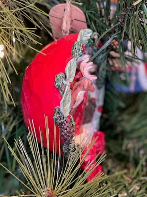 JIM SHORE HWC - SANTA & DEER DIORAMA HANGING ORNAMENT 6015511