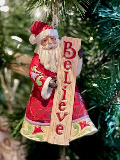 JIM SHORE HWC - SANTA BELIEVE HANGING ORNAMENT 6015512