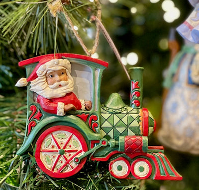 JIM SHORE HWC - SANTA IN TRAIN HANGING ORNAMENT 6015540