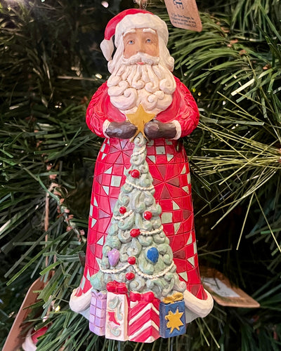 JIM SHORE HWC - SANTA WITH TREE ON COAT 6015541