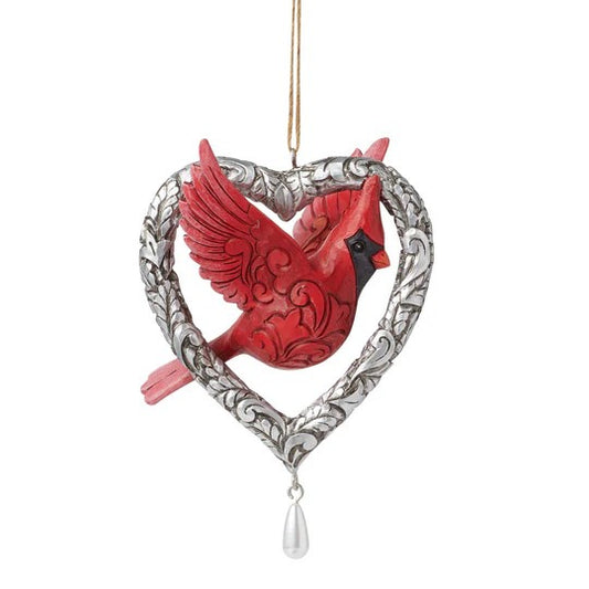 JIM SHORE HWC - CARING CARDINAL HEART HANGING ORNAMENT 6015533