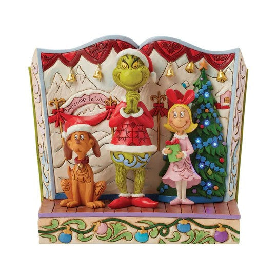 JIM SHORE GRINCH - GRINCH WITH MAXY AND CINDY LED 6017056
