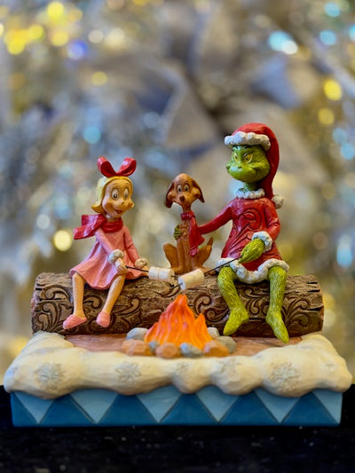 JIM SHORE GRINCH,MAX & CINDY ROASTING MARSHMALLOWS LED 6017072