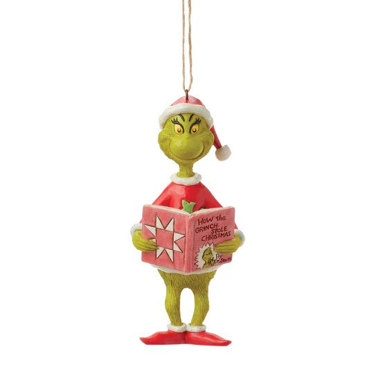 JIM SHORE GRINCH READING GRINCH BOOK HANGING ORNAMENT 6017074