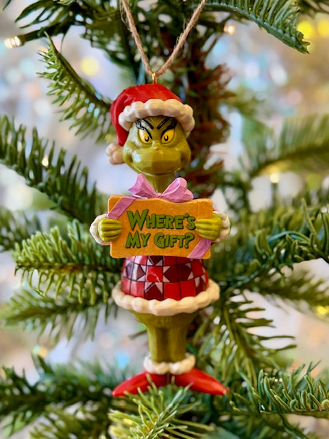 JIM SHORE GRINCH WHERE'S MY GIFT ORNAMENT 6017185