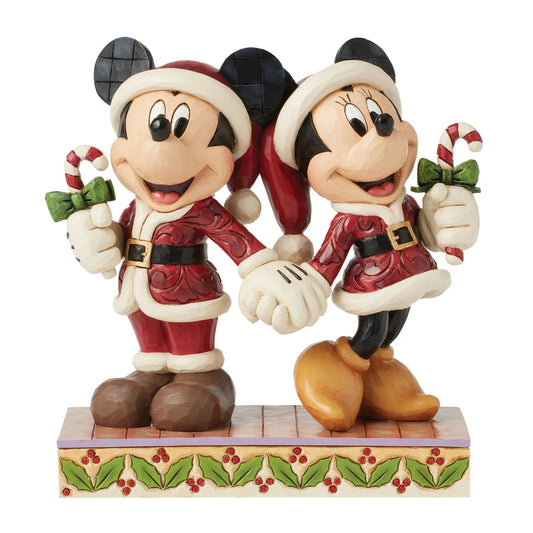 JIM SHORE DISNEY TRADITIONS MICKEY & MINNIE WITH CANDY CANES 6016882