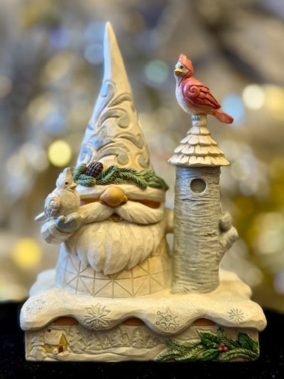 JIM SHORE HWC WHITE WOODLAND GNOME WITH BIRDHOUSE 6017176