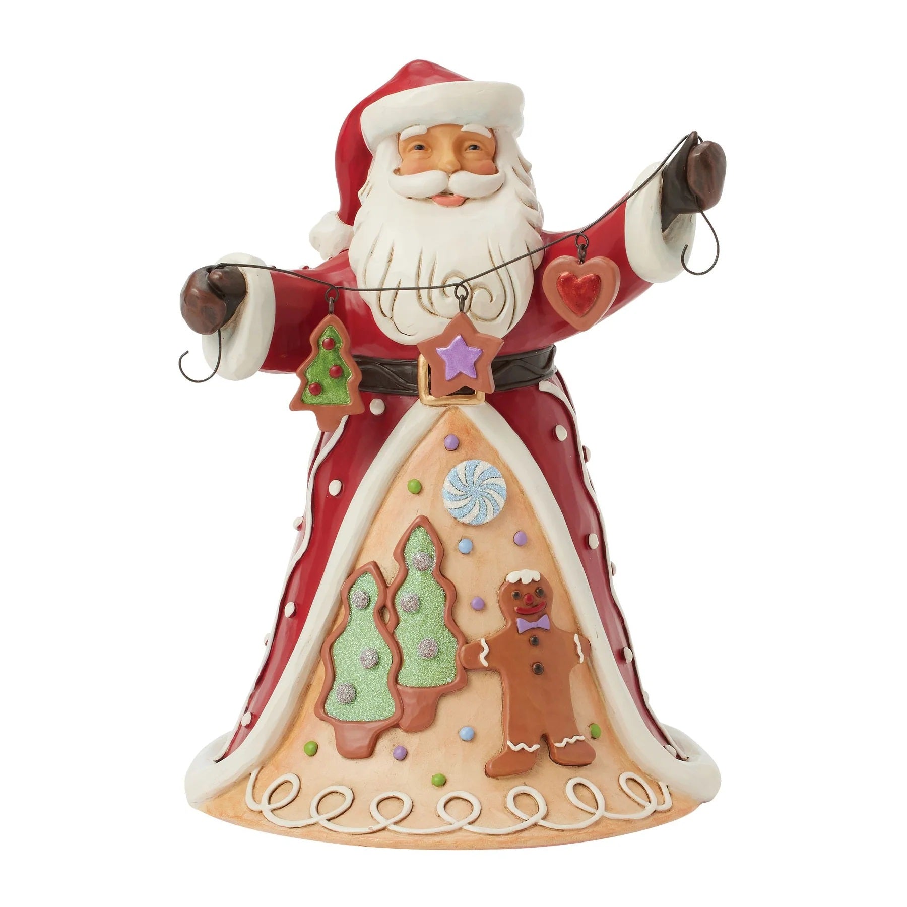 JIM SHORE GINGERBREAD SANTA SANTA WITH COOKIE GARLAND 6017264