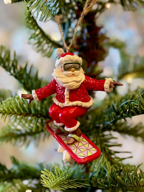 JIM SHORE HWC - SNOWBOARDING SANTA ORNAMENT 6017011